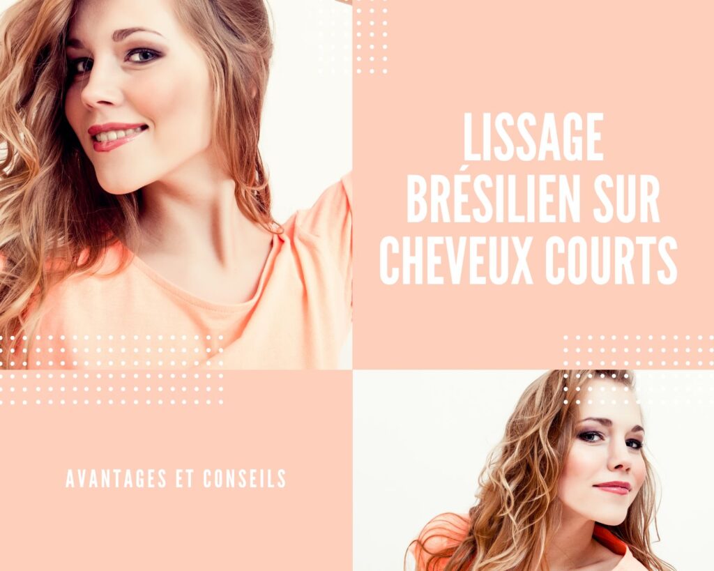 Image de cheveux courts après un lissage brésilien, montrant une texture lisse et brillante. Le traitement à la kératine apporte brillance et douceur aux cheveux courts.